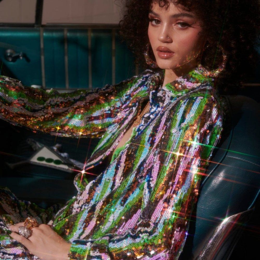 Meghan Fabulous Lime Glitter Martini Dress NWT